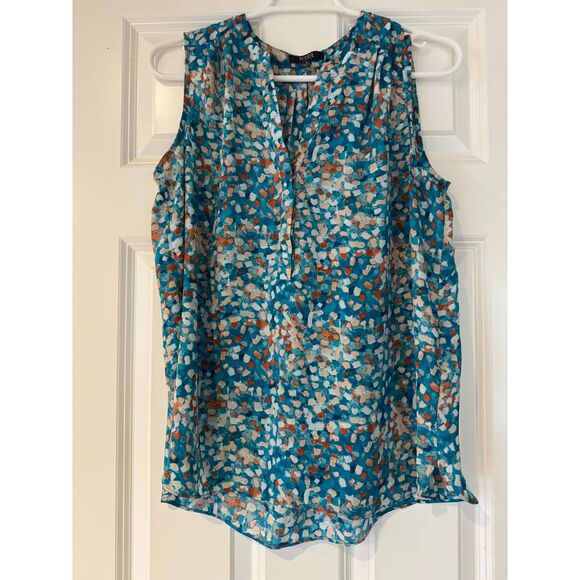 Women's NYDJ Tank Blouse Blue Orange Pattern Size Small - Picture 1 of 3